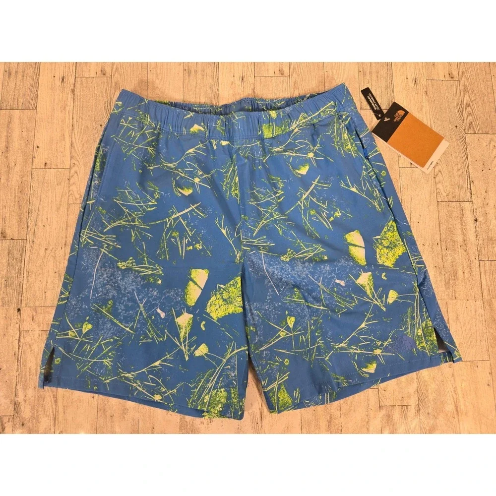 The North Face Wander Short Mens SMALL Blue Green Abstract FlashDry NF0A535QIRE